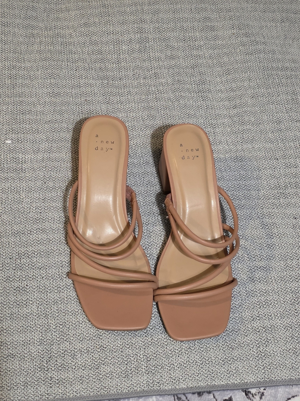 a new day Blush Strappy Block Heel Mules